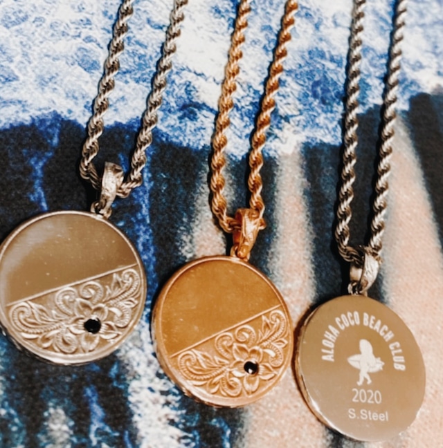 No.1【wave purumeria coinnecklace】