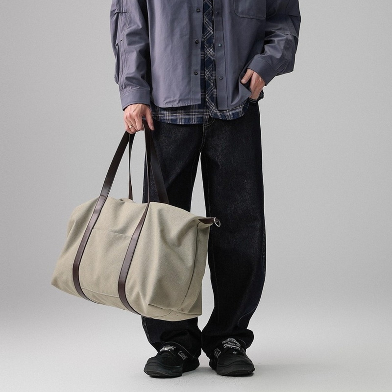 Button Front Hip Length Long Sleeve Wide Shirt ◇H0898