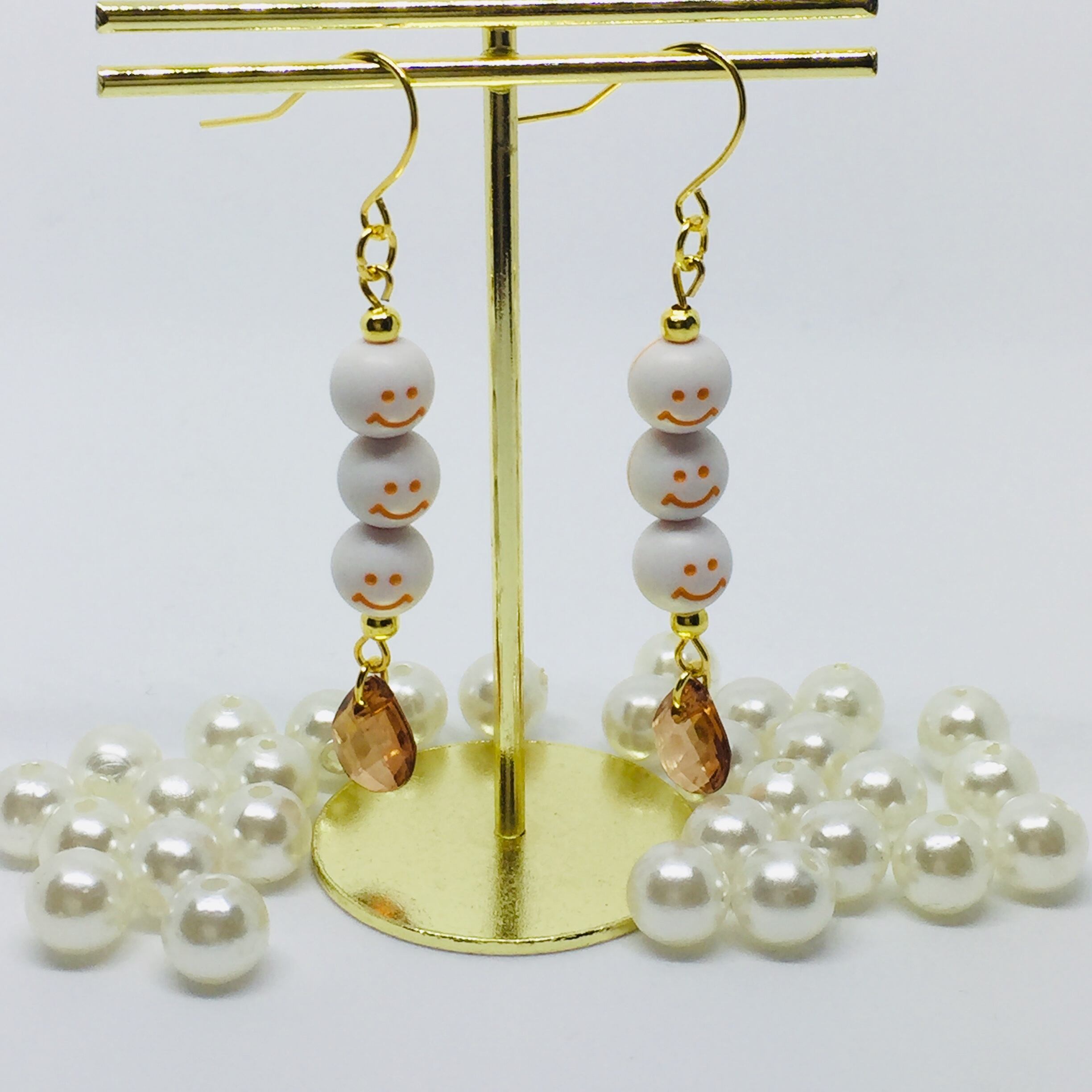 727.【10ペア】淡ピンク フラワー パール ハンドメイド ピアス