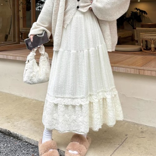 切替レースマキシティアードスカート ・73739