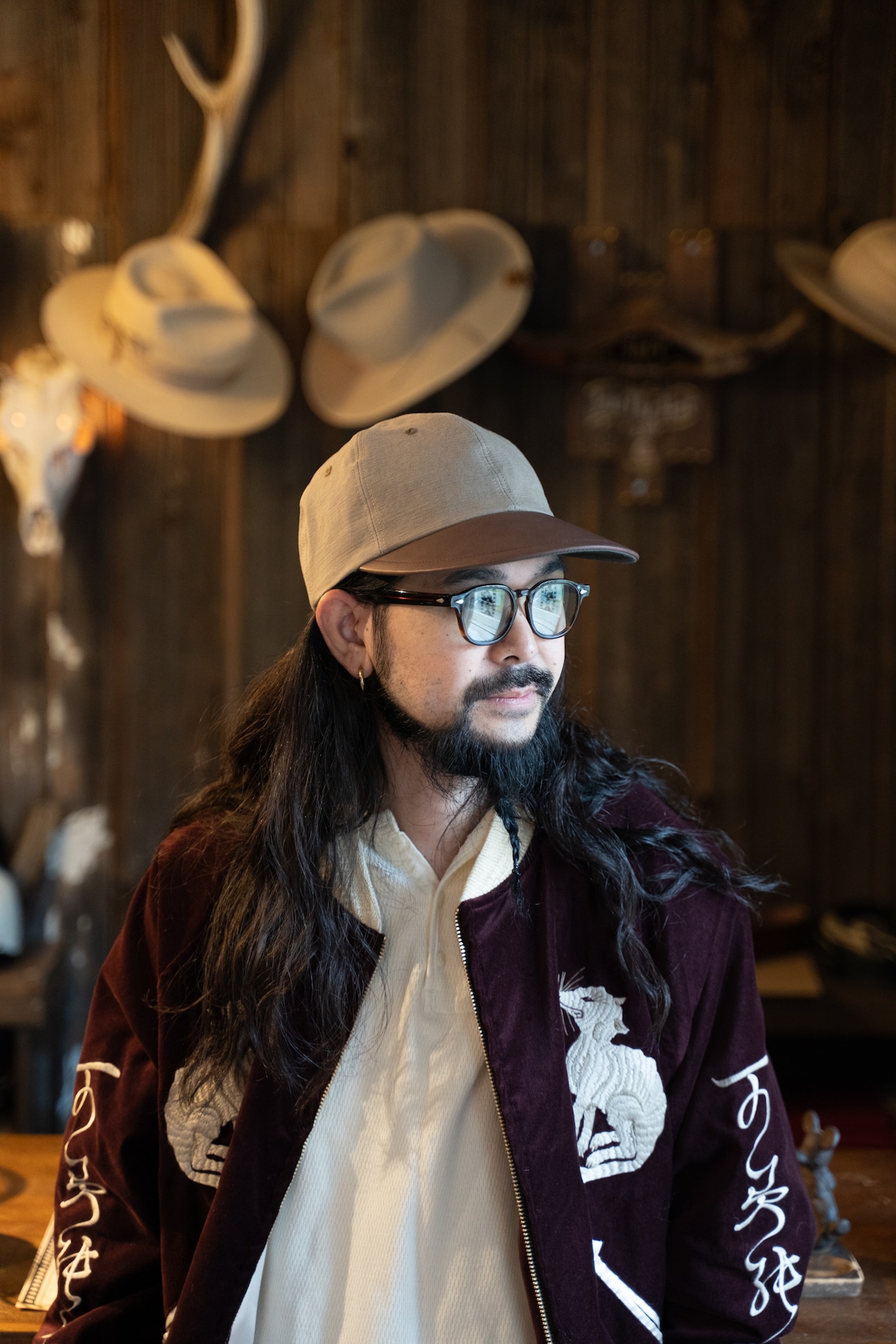 GYPSY&SONS HUNTING LEATHER LONG BILL CAP　