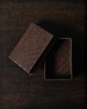 文箱　蓋付竹籠　/　明治期