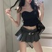 韓国ファッション ハイウエストプリーツスカート レディース 夏スカートミニスカート