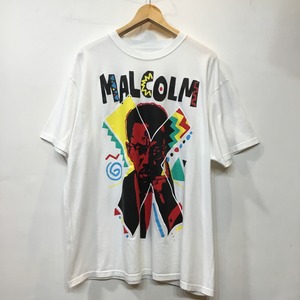 Malcolm X マルコム・X 白Tシャツ プリントTシャツ 半袖Tシャツ 古着 【24SST】 gr-165