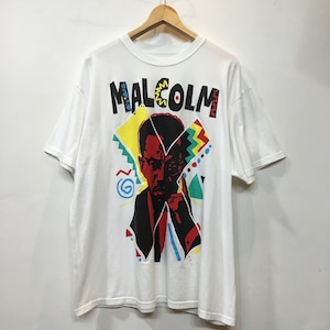 Malcolm X マルコム・X 白Tシャツ プリントTシャツ 半袖Tシャツ 古着 gr-165