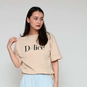 【WEB限定・存在感】 Praia selection 箔ロゴT - LERK-26533 ベージュ ‐