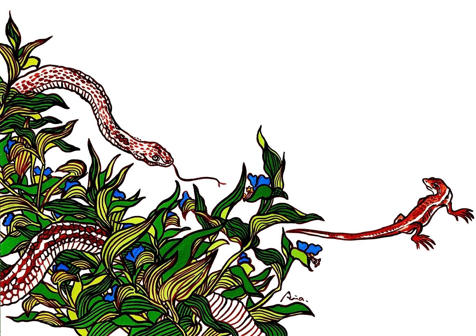 ミ*ツ様 「 花咲く一歩 」｜絵画 原画 抽象画 絵 動物画 ドローイング 画家 PAST ミ*ツ様 「 花咲く一歩 」｜絵画 原画 抽象画 絵 動物画