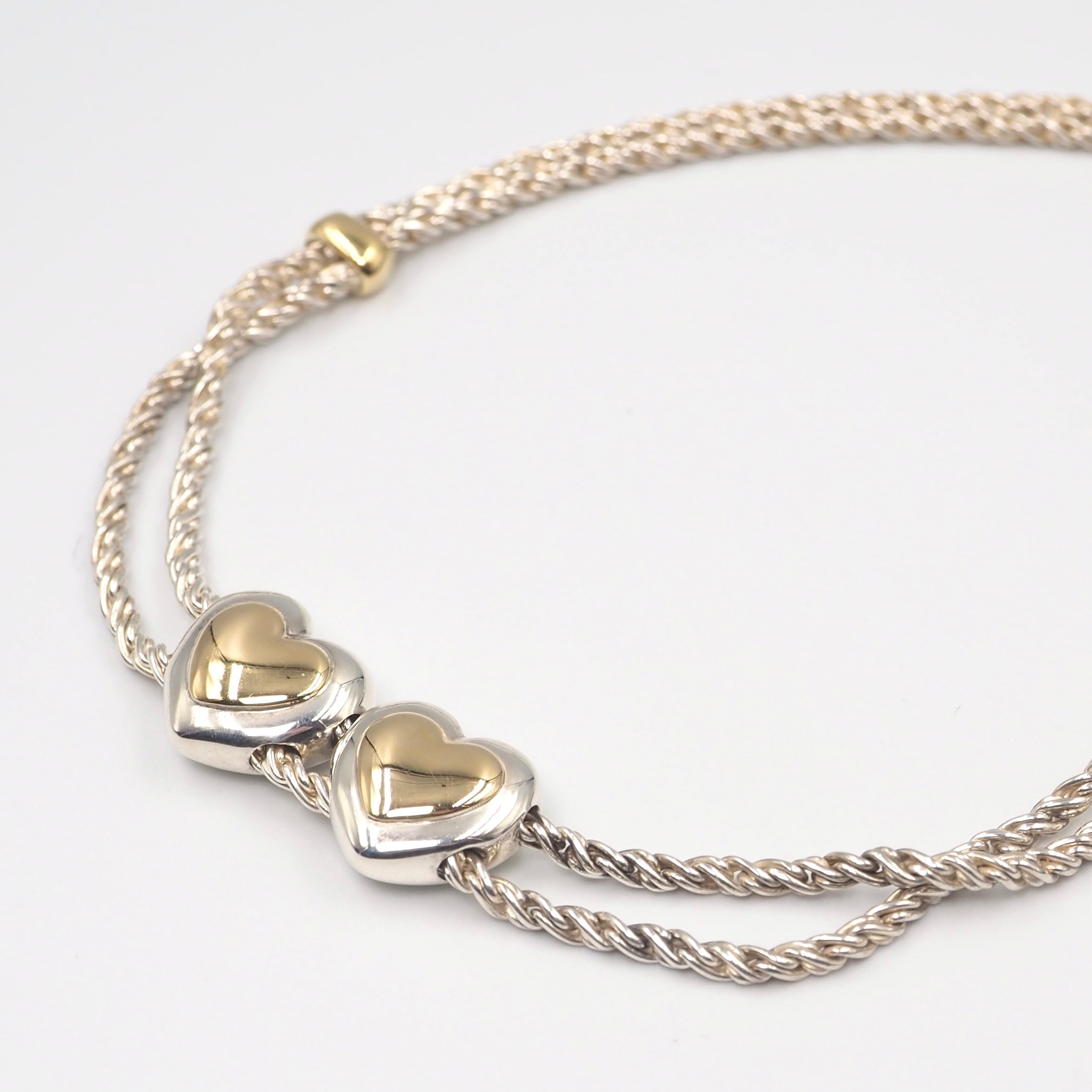 11/16掲載 Tiffany&Co. ダブルロープ ハートコンビ ネックレス シルバー925 K18 ティファニー