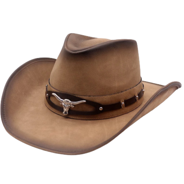 Leather western cowboy hat