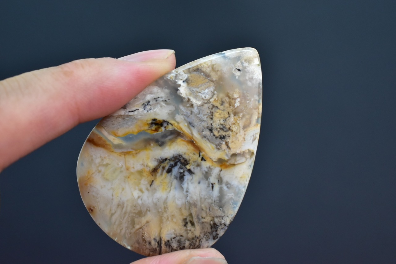 Dendritic Agate Pear Shape Cabochon