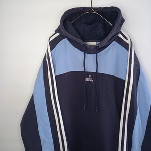 00s　アディダス　プルオーバー　スウェット　パーカー　刺繍ロゴ　太アーム