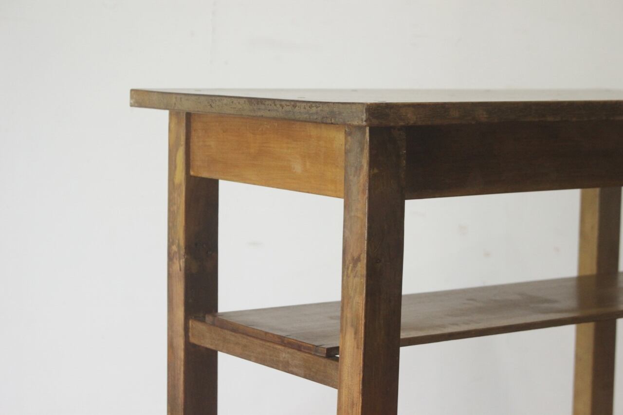 レトロ 作業台 花台 飾り台 展示台 テーブル 机 ラワン材 ナチュラル