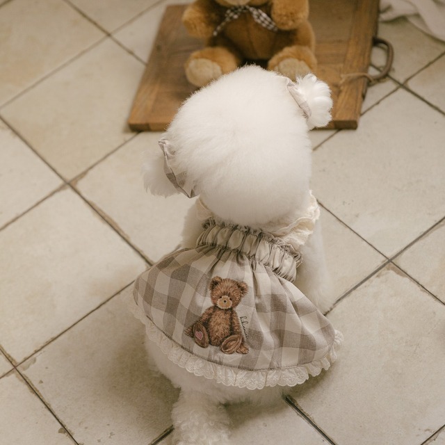 【予約】[kiki&nini] Teddy Grove Gingham Dress (beige )