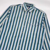 USA製 90s DOCKERS ドッカーズ LONG SLEEVE ストライプ 長袖シャツ M/ブルー×グリーン メンズ ビンテージ リーバイス