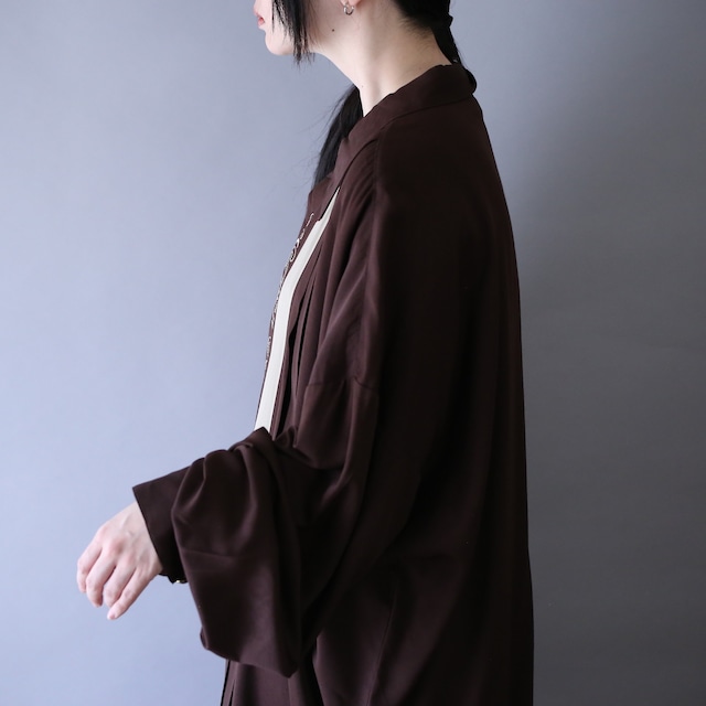 "刺繍" and pleats design super over silhouette fry-front minimal shirt