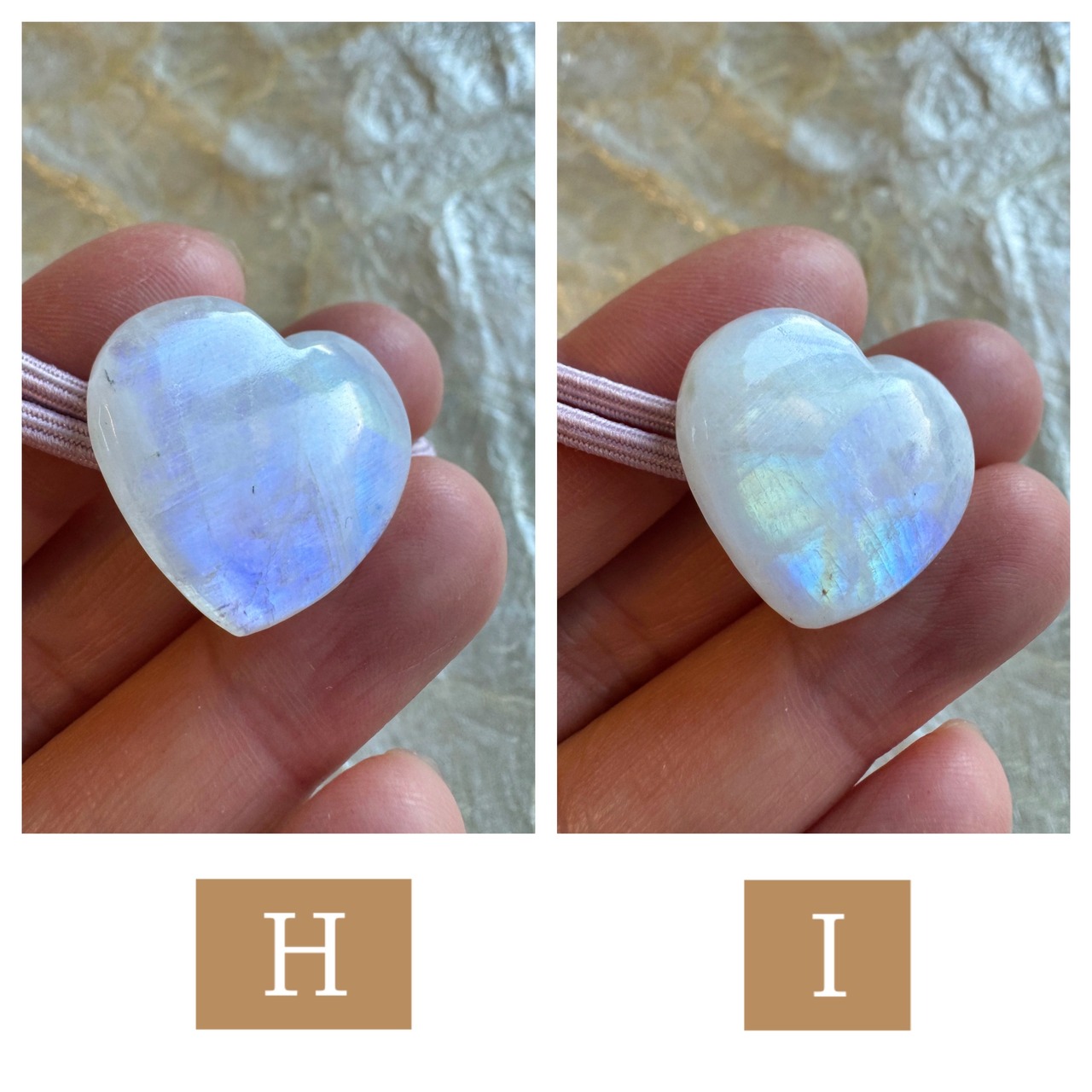 AAArank Pu'uwai Heart Rainbow moon stone hair accessory(AAAランク ハートレインボームーンストーンヘアゴム)