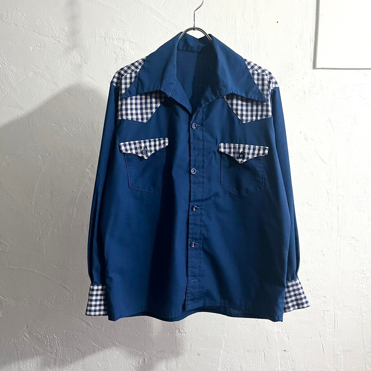~60s Unknown "Remake" Open Collar Western Shirt "Box-cut"