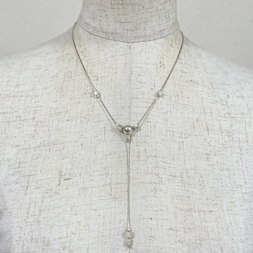 Vintage 925 Silver Dangle MOP Beads Necklace From Hungary