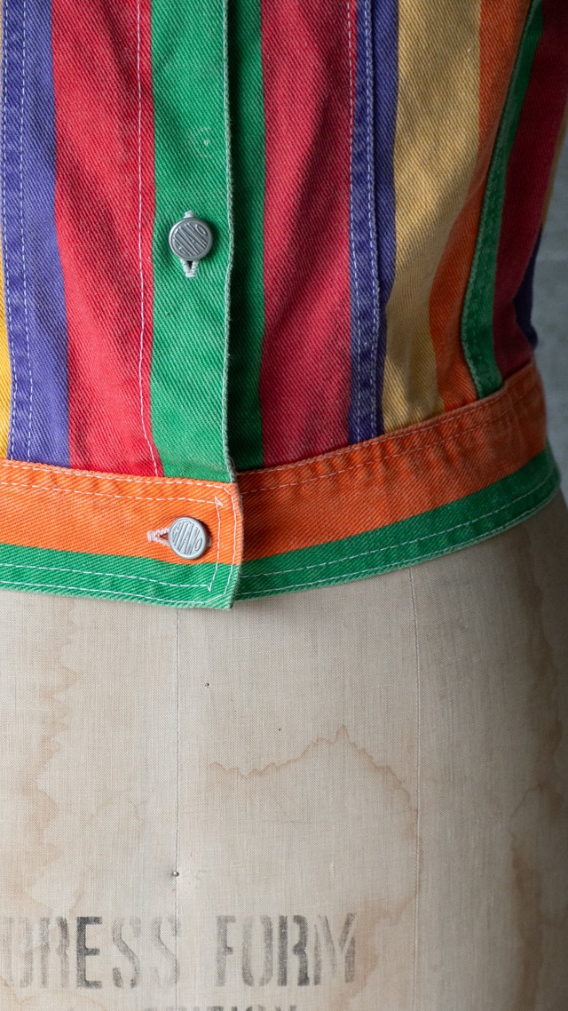 "Emporio Gitano" 1990s Multi colored denim sleeve-less jacket