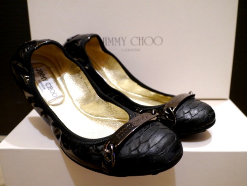 展示品★JIMMY CHOO ジミーチュウ プレートデザイン パンプス 黒