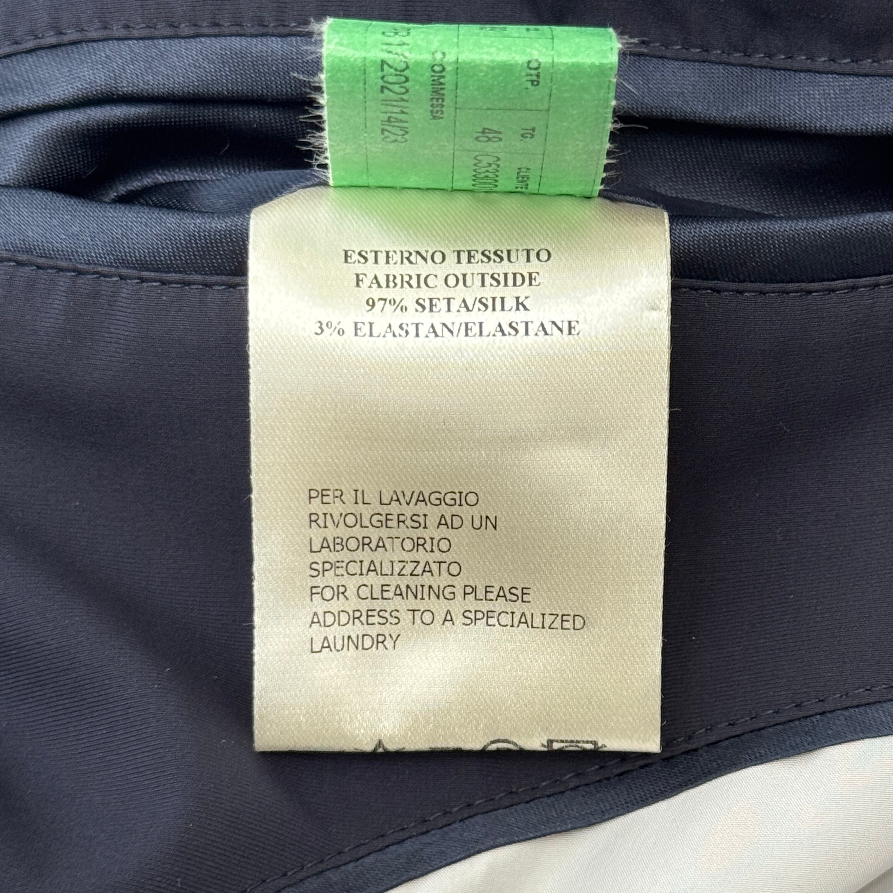 ENRICO MANDELLI Silk Hooded Coat Navy 48 | ASSET VINTAGE アセット
