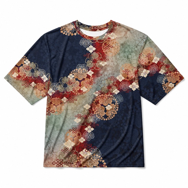 和紋様装飾　藍虹　和柄ユニセックス 180G Performance Tシャツ