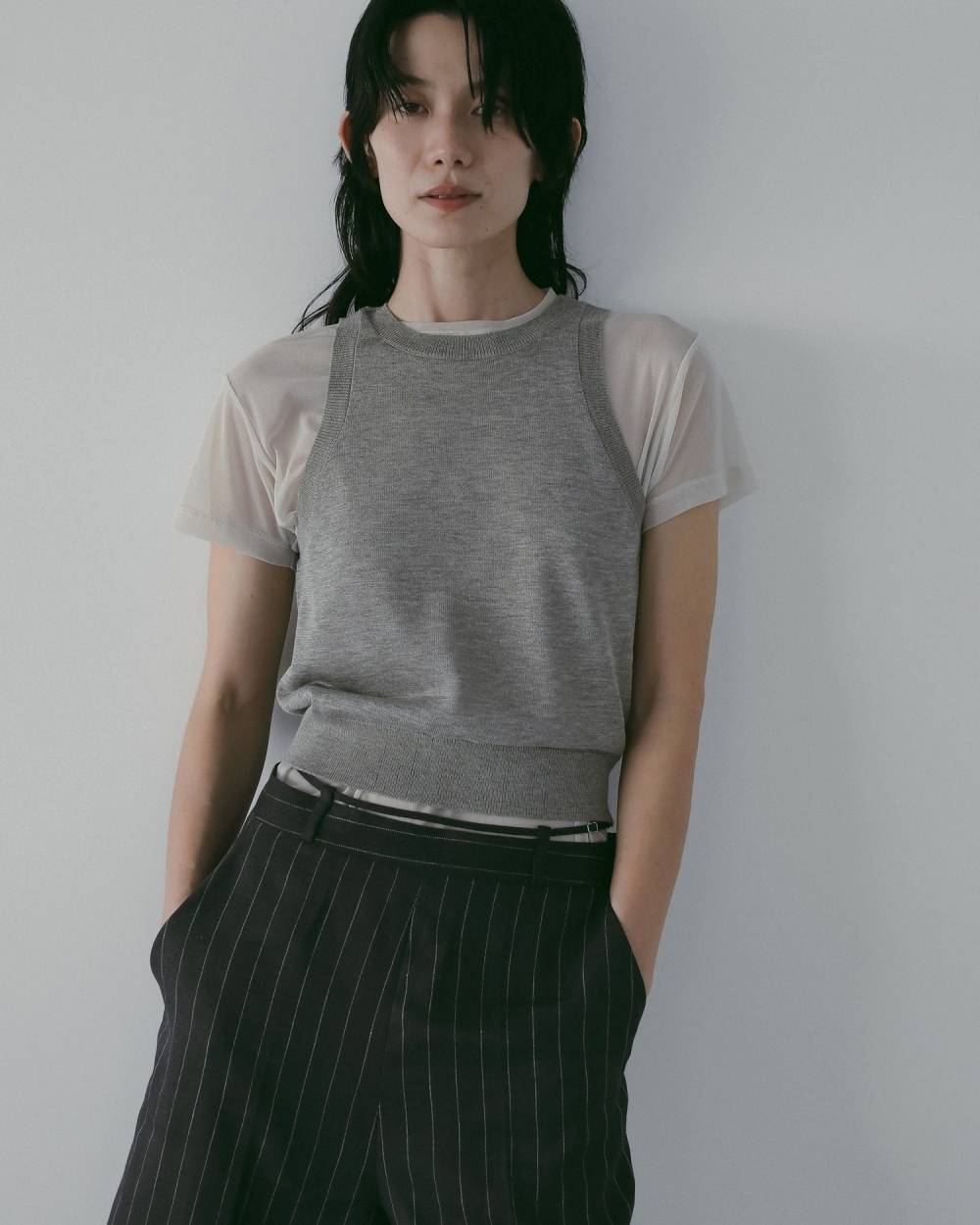 anuke アンヌーク Highgauge Sheer Tanktop 62610509 | ANERCA & L.I.V