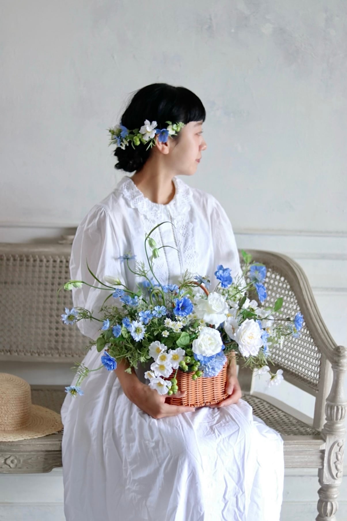 完成品販売ブーケ ］Azul Blue Basket Bouquet | お花のアトリエ