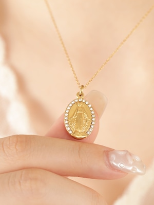 316L hawaiian zirconia medai necklace #n47