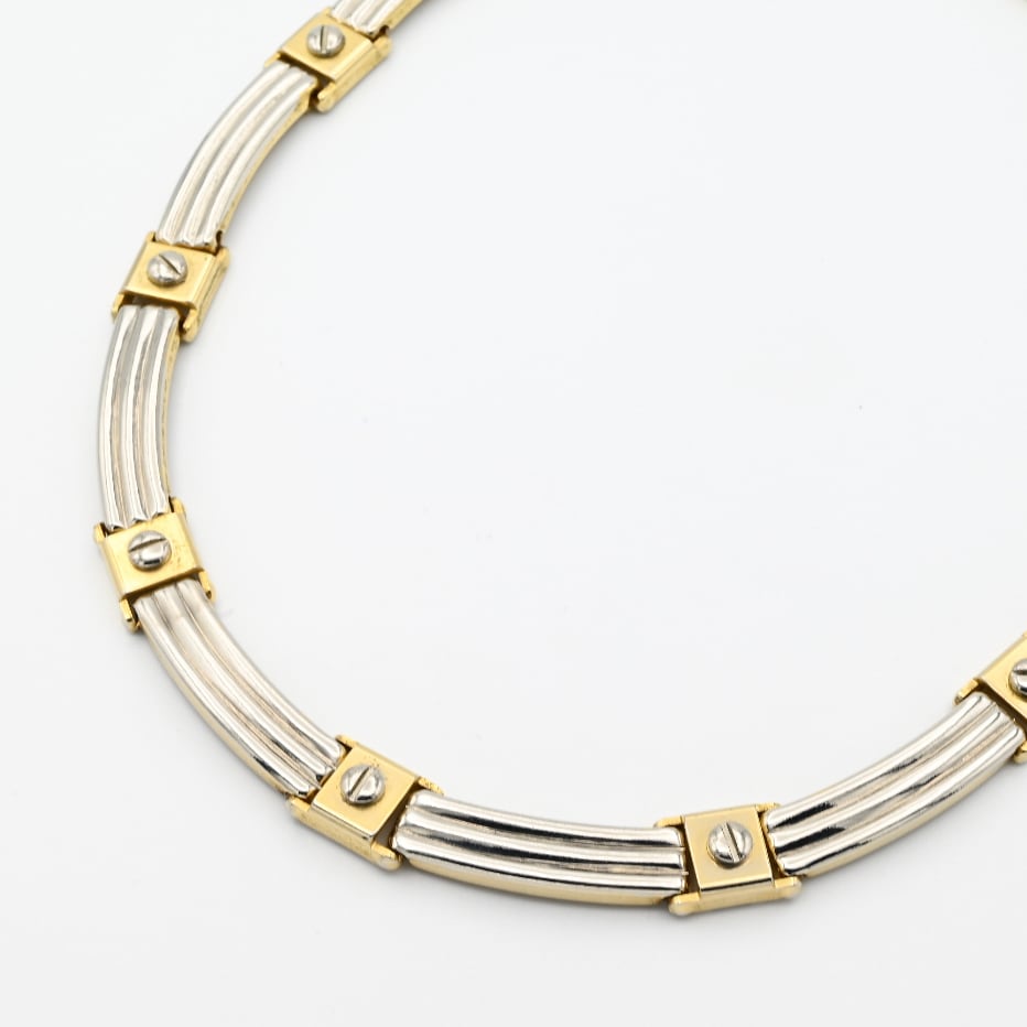 12K Gold Accent Industrial Plate Design Necklace / Denmark