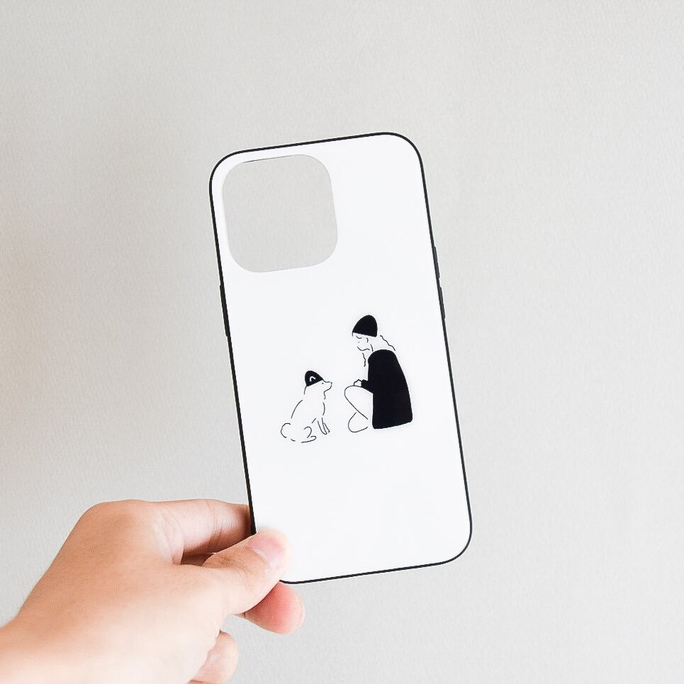 見つめ合うふたり Iphoneケース 柴犬グッズ 湖中のおみせ シンプルでお洒落な柴犬グッズのお店