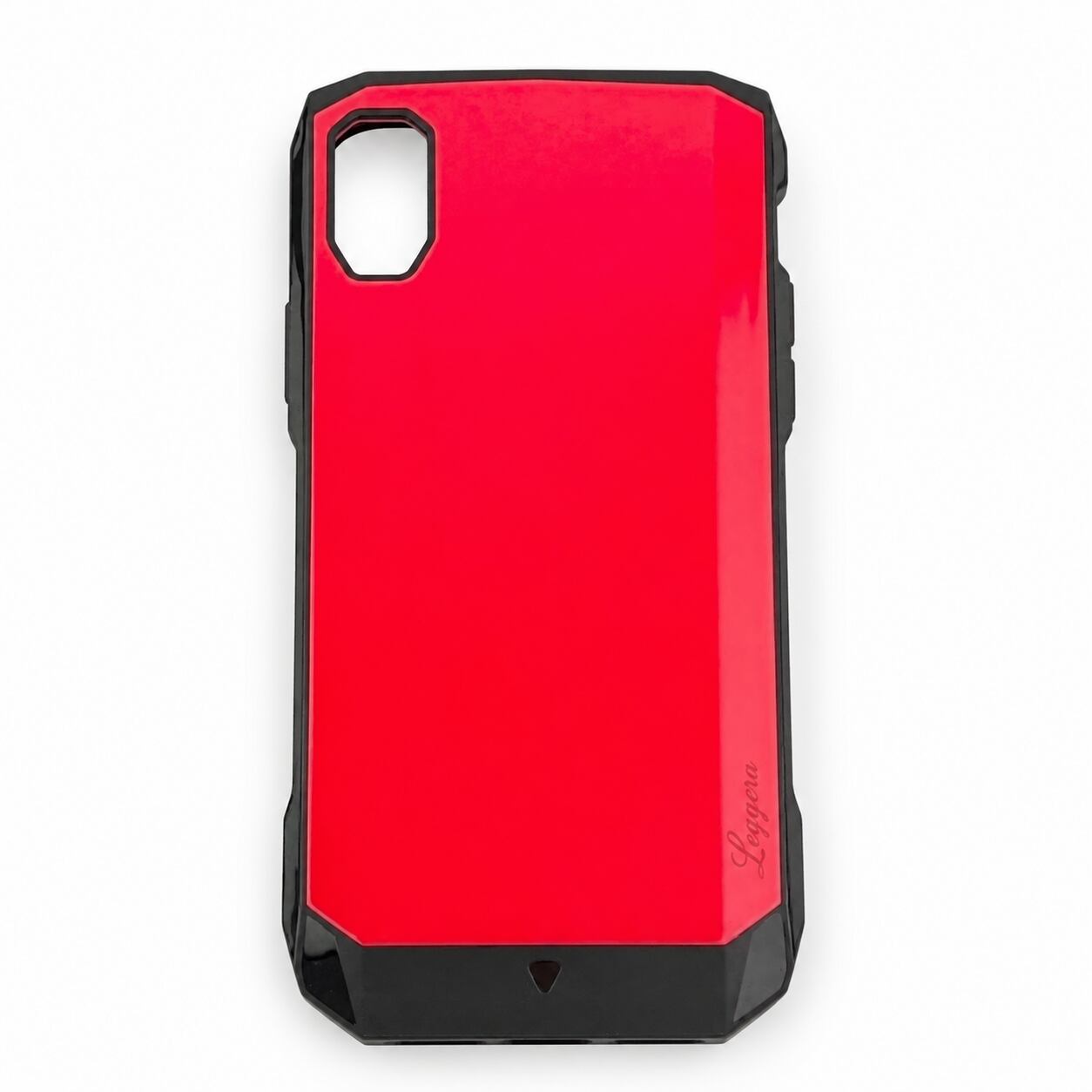 LEGGERA iPhone XR ケース ソリッドレッド 耐衝撃ハイブリッドスポーツカーデザイン ストラップホール付