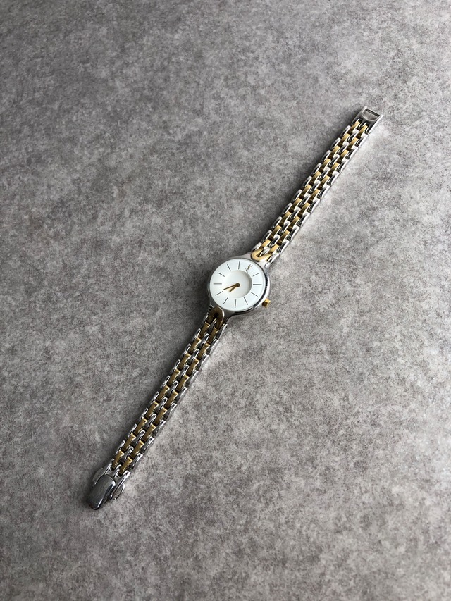 Yves Saint Laurent イヴ・サンローラン 腕時計 ゴールド シルバー ラウンド ステンレススチール 5421-H08070 クウォーツ vintage ヴィンテージ オールド nmsz84
