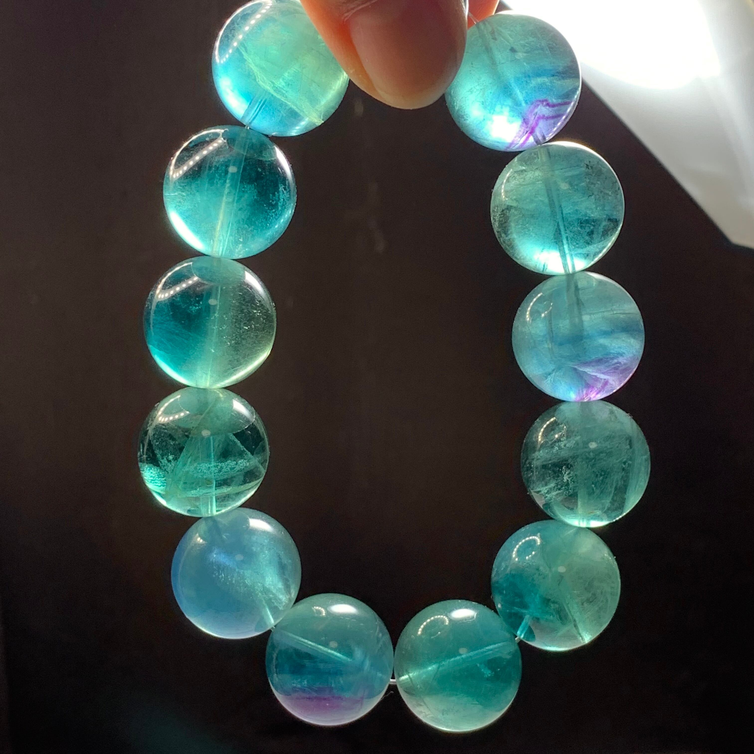 希少な大玉！前後約17.5~18mm 大玉フローライト ブレスレット