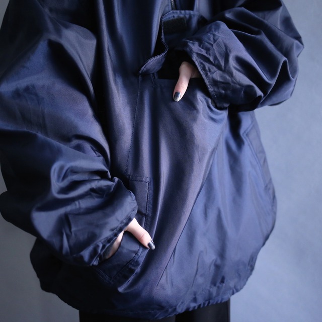 "reversible" fleece×nylon over size anorak parka