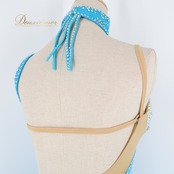 社交ダンス 衣装 白樺ドレス ラテン ドレス ワンピース フリル 水色 デモ 競技 ダンス パーティ 発表会 レース ボリューム かわいい ブルー系 ストレッチ フリルスカート ショートドレス 販売用 衣装ダンス おしゃれ フォーマル ステージ衣装 競技用衣装 楽しいダンス 発表会用 レディース