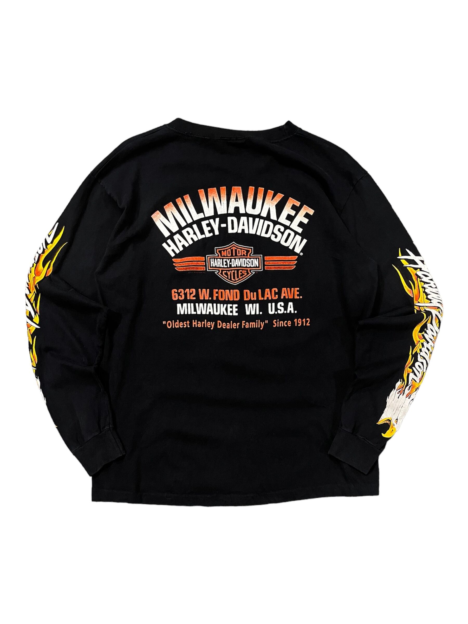 1992 Harley Davidson Fire Pattern L/S T-Shirt MILWAUKEE 90s 