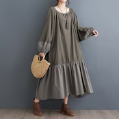 ボートネック バルーンスリーブ ワンピース 00176