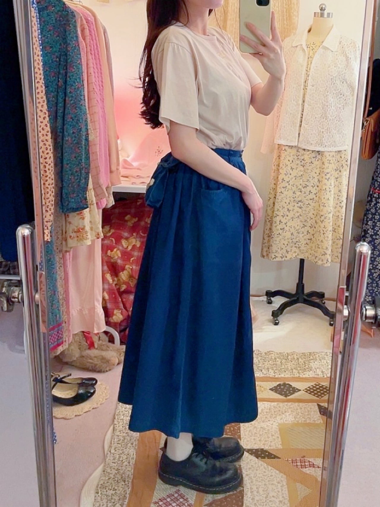 ribbon rose beige T-shirt