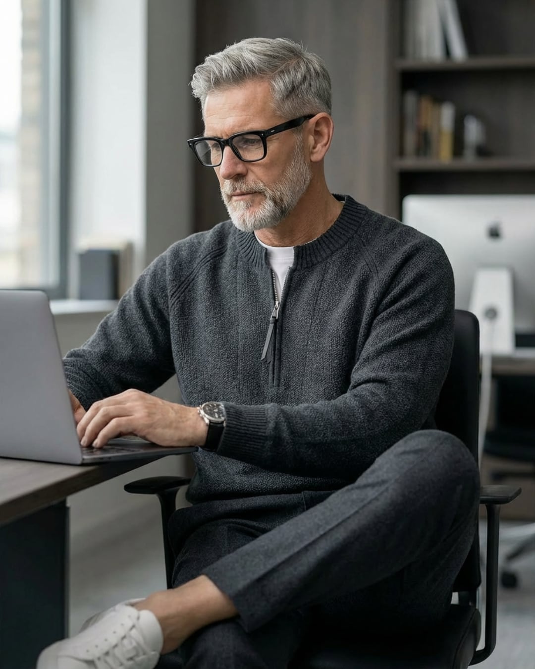 フェイク2ピース ハーフジップニット 2色 A0182