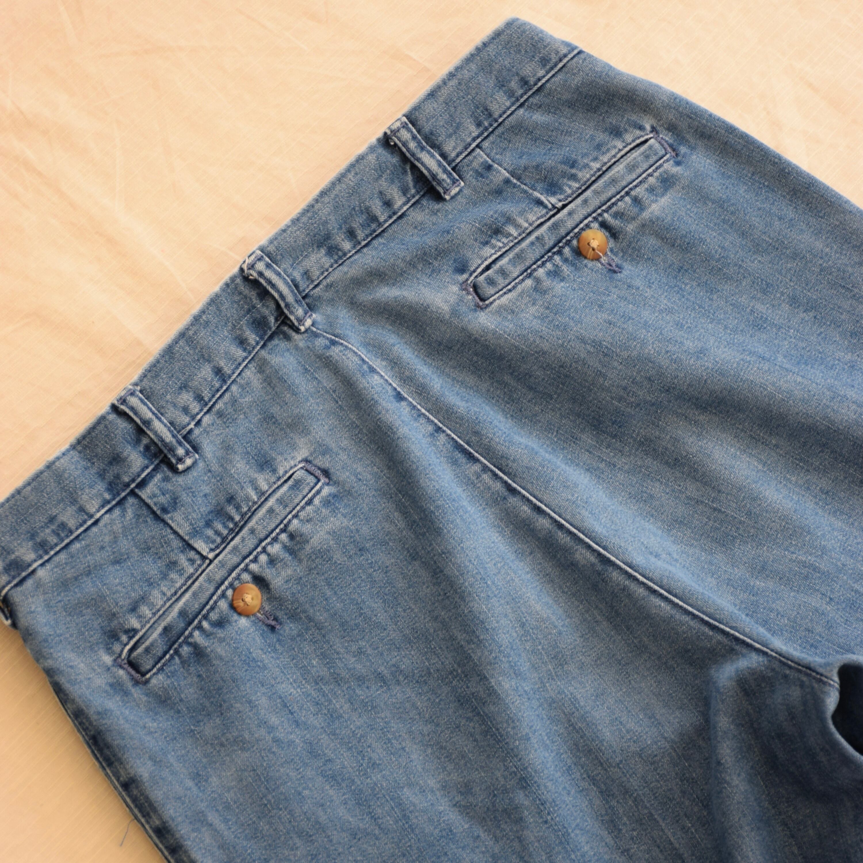 90's~00's 2タックデニムスラックス メンズW34L30 ブルー トラウザーズ