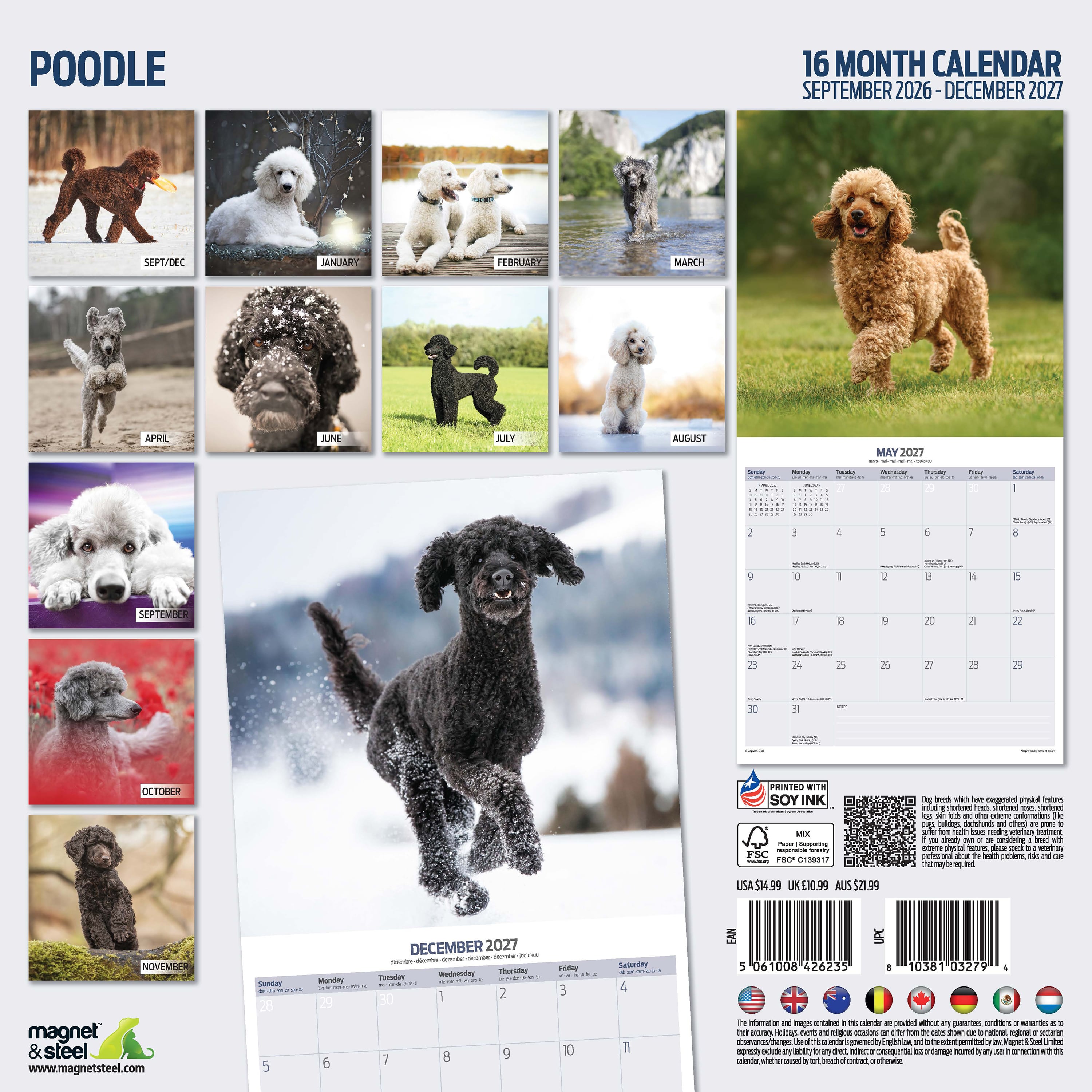 【2027年版】英国製犬種カレンダー【プードル】Traditional 2027年版