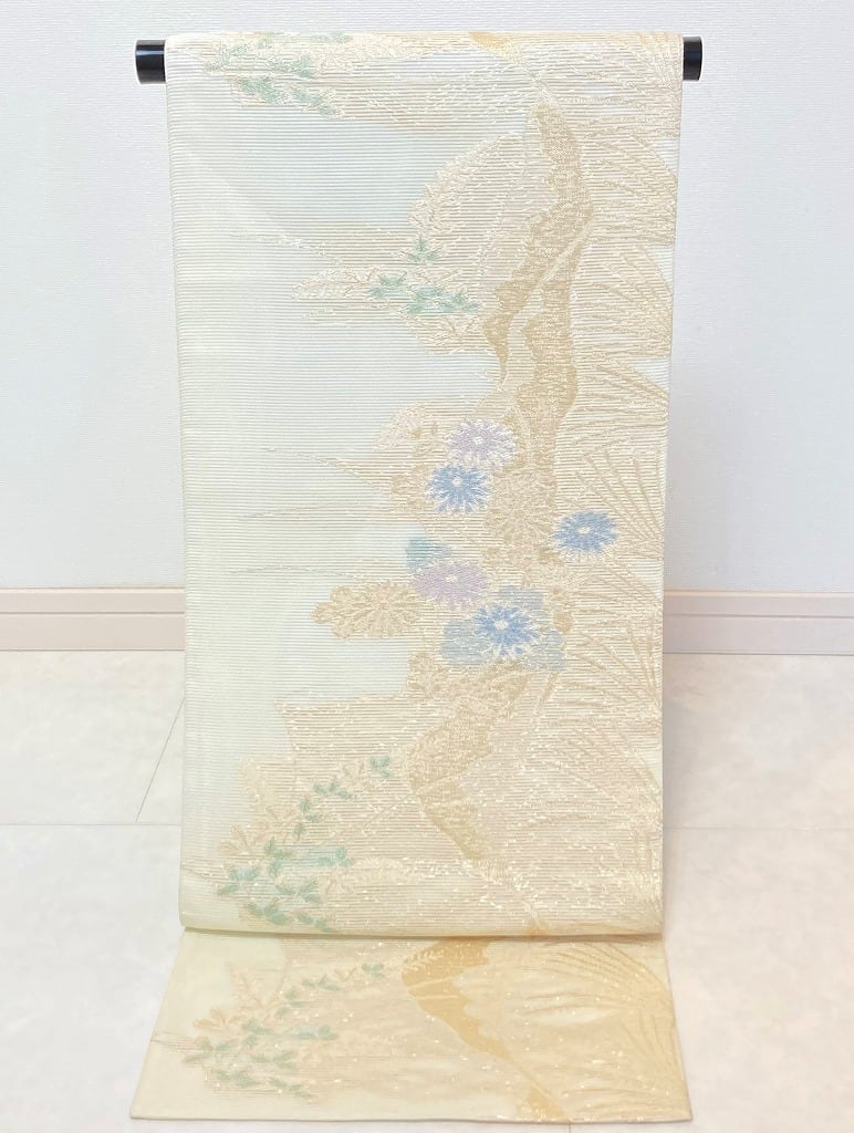 夏帯美品絽G紫萩袋帯正絹()