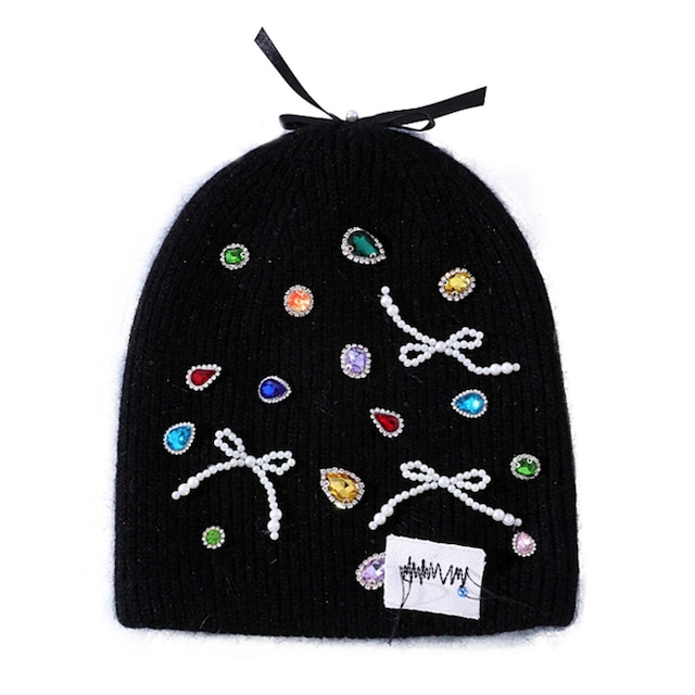 宝石ビジューのknit帽子（pr0003）