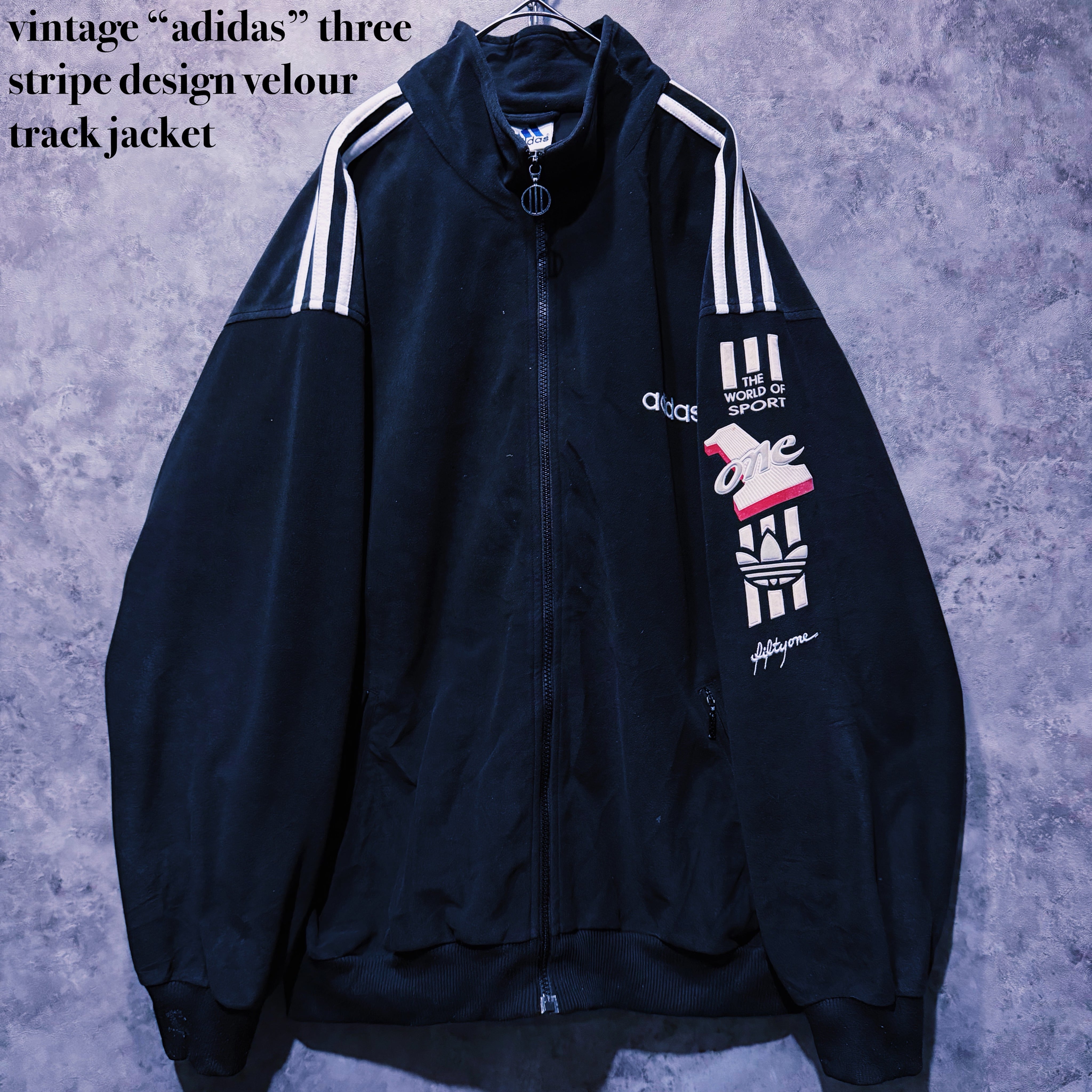 【 doppio】vintage “adidas” three stripe design velour track jacket