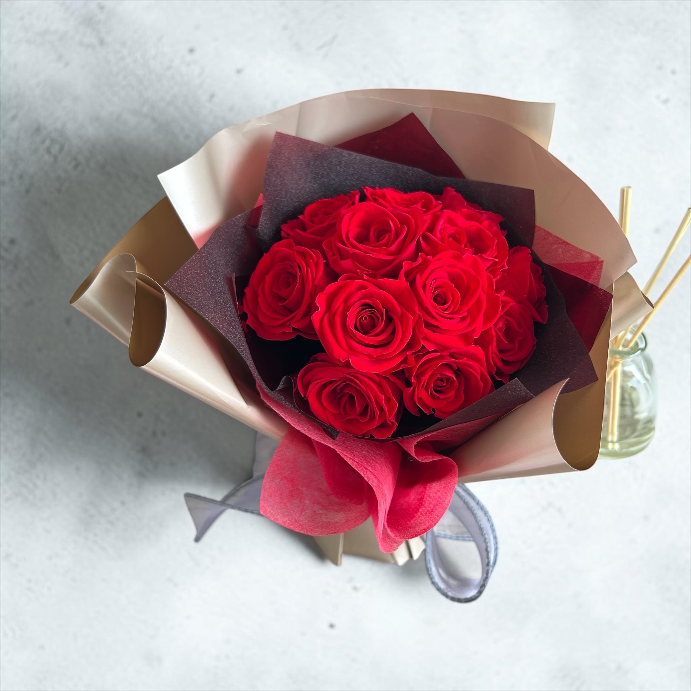 プロポーズ花束｜赤薔薇12本｜ダズンローズ｜プリザーブドフラワー