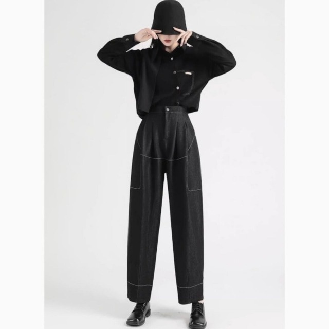 Uncle straight wide leg pants C0777