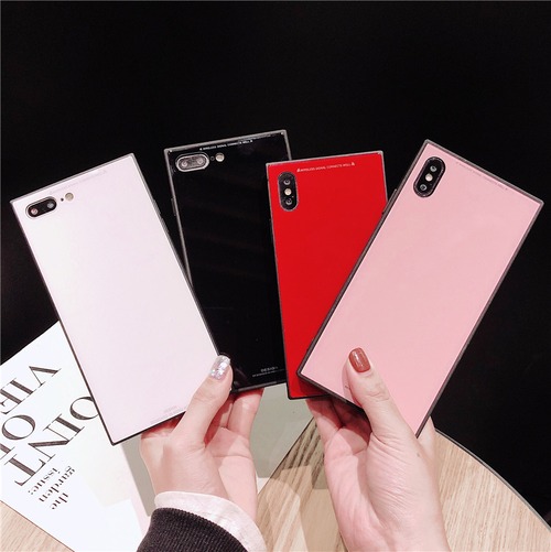 直角 iPhone13 Pro Max/13 Pro/13/13 Miniケース 衝撃 背面強化ガラス iPhone 12ProMax/12 Pro/12/12 Miniケース 無地 アイフォン11/XS/8plusカバー シンプル スマホケース・iPhoneケース 大人 ハード ペア・親友とお揃い 携帯カバー 四色 オシャレ♪