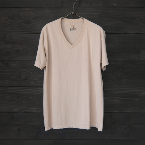 Hanes VネックT Pink Beige M