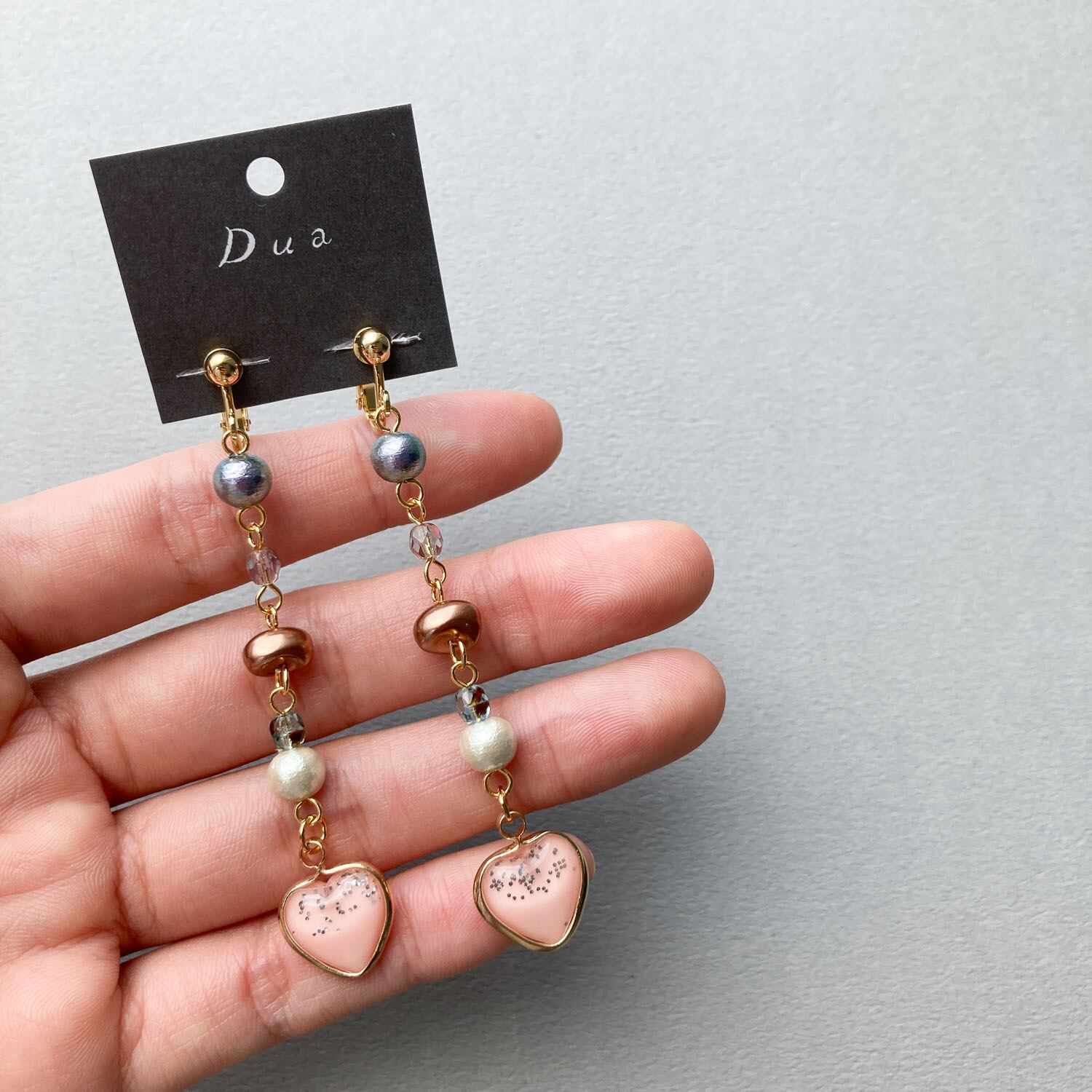 チェコビーズとハートの〈ピアス/イヤリング〉 | Dua-アクセサリー